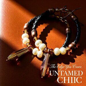 SEXY!!! Boho Hoop Earrings w. Leather, Crystals & Pearls - Total KickA$$ Hoops!